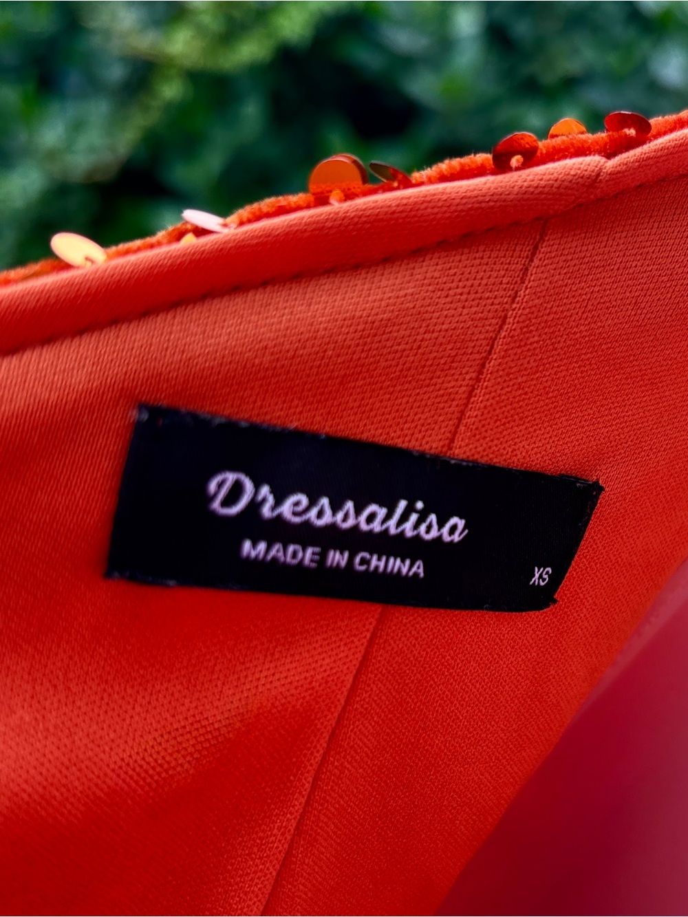 Dressalisa Orange Crushed Velvet Sequins Gown Size XS Party Maxi Dress Elegant - Picture 13 of 13
